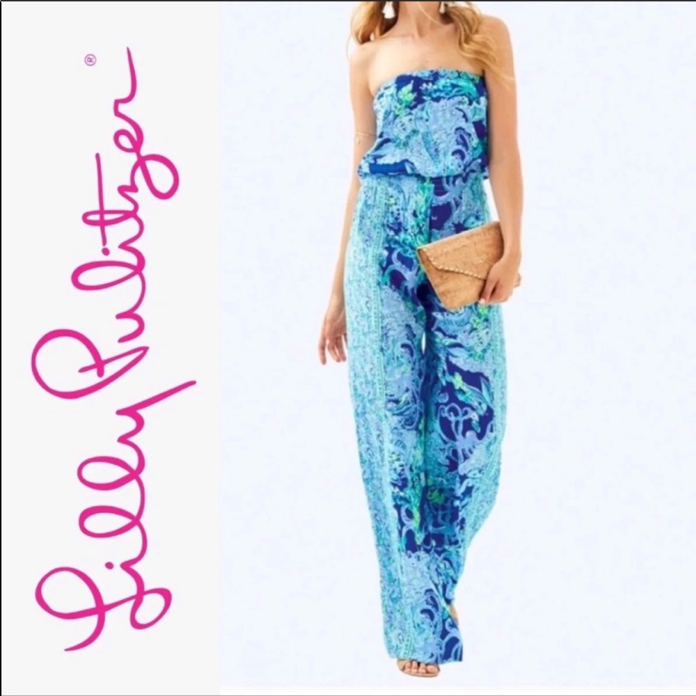 Lilly Pulitzer Pim Jumpsuit Blue Current Sea Sirens